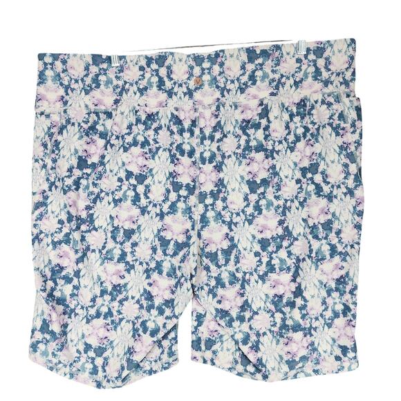 Livi Active Lane Bryant Shorts Leggings 30 32 Floral Blue Pink Pockets 46x11 - Picture 2 of 12
